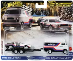 Hot Wheels Premium transporto priemonių rinkinys „Team DeLorean Rally Hauler“ #78 DMC DeLorean